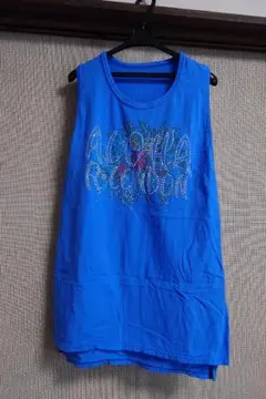 R-LONDON 青色 ストーン装飾 タンクトップ Mサイズ
