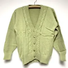 新品★未使用 日本製 グリーン Vネック カーディガン 緑 トップス レディース