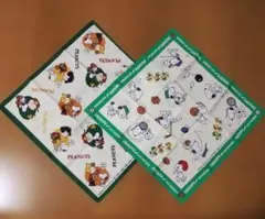 昭和レトロ、スヌーピーとそのなかまたちハンカチ 2枚セット
