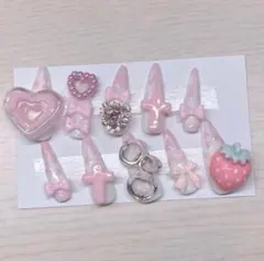 量産型 地雷系 平成女児 魔法少女 ピンク ネイルチップ 血 ねこ いちご