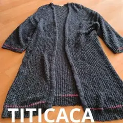 ✴TITICACA ネイビー ニット ロングカーディガン