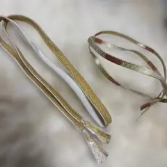 昭和初期 帯締め2本セット 金銀糸 平組 博多織 美品 アンティーク
