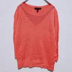 美品 バナナリパブリック ニット メッシュ 【XS】 コーラル コットン 長袖