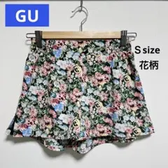 GU 花柄 ショートパンツ 黒レース ボタニカル フラワー