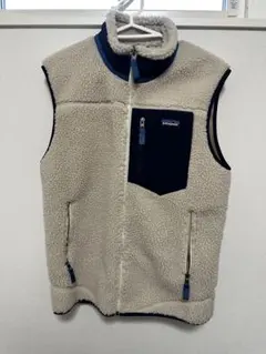 patagonia フリースベスト レトロ　ホワイト　ネイビー　Mサイズ