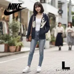 【人気モデル】NIKE ビッグスウッシュ ジップアップパーカー L ネイビー