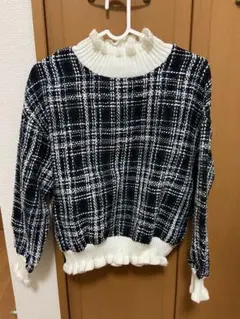 one way チェック柄ニット Fサイズ