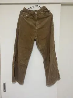 ブラウン コーデュロイ ワイドパンツ