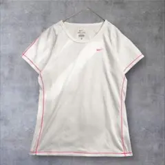 ナイキ DRI-FIT メッシュ 半袖Tシャツ(M) 白 ピンク スポーツ