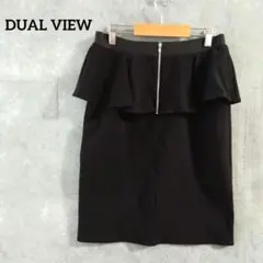 DUAL VIEW ペプラム タイトスカート ストレッチ Wゴム ブラックのサムネイル