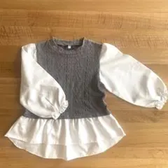 キッズ　長袖ブラウス　ドッキングシャツ