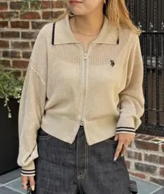 U.S. POLO ASSN. 襟付きメッシュカーディガン　CPCMのサムネイル