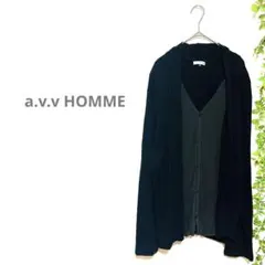 【a.v.v HOMMEアーヴェヴェオム】ドッキングカーディガン　黒　カーキのサムネイル
