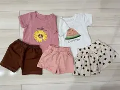 【5点セット】ベビー キッズ 夏服 まとめ売り 80 90 女の子 スイカ 花柄