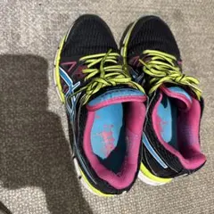 ASICS スニーカー 24.0cm 黒/ピンク