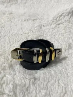 GIANNI VERSACE 本革 レザーベルト メデューサ ブラック 3連 美品】ジャンニヴェルサーチ 3連 メデューサ ベルト ブラック｜Yahoo