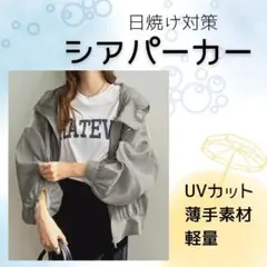UVカット シアーパーカー グレー　紫外線　夏用　日焼け止め服 ブルゾンのサムネイル