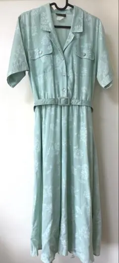 アメリカ古着ヴィンテージ花柄ワンピース/フリーサイズ　グリーン