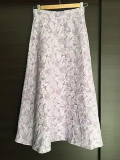 薄紫色 フレアスカート ゴムウエスト