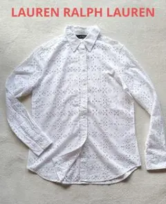 美品　ローレン　ラルフローレン　カットワーク　花柄レース　シャツ　コットン　綿のサムネイル