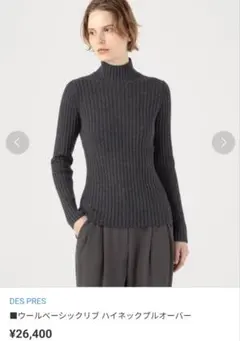 24AW DES PRES ウールベーシックリブ ハイネックプルオーバー