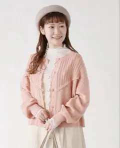 ehka sopo エヘカソポ 透かし編み切替カーディガン薄手 羽織 レディース