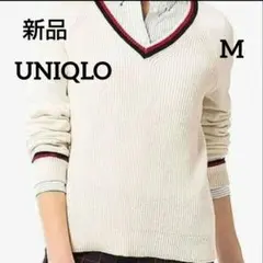 【ユニクロ】 コットンカシミヤクリケットセーター ホワイト Vネック M 新品