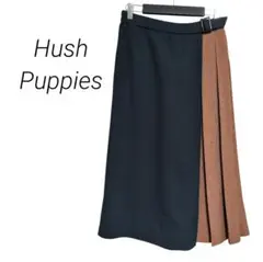 【ハッシュパピー】ラップ風切替ガウチョパンツ ドッキング チェック L 背面ゴム