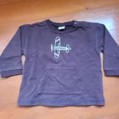 petit main 飛行機刺繍 長袖Ｔシャツ 90