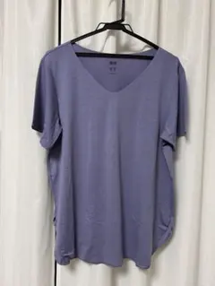 UNIQLO パープル Vネック 半袖Tシャツ