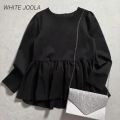 美品✨ホワイトジョーラ/ダンボールニット/パール調ペプラムブラウス/長袖/黒/Sのサムネイル