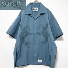 ✨レア 未使用級✨Schott オープンカラーシャツ ワークシャツ 鯉 刺繍のサムネイル