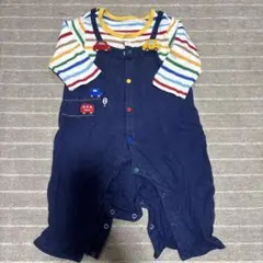 ネイビー 車刺繍付きロンパース