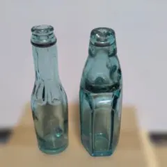 フランス アンティーク ガラス 香水瓶 2点セット ブルー&レッド