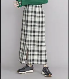 チェック柄タイトロングスカート