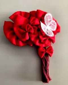 七五三 髪飾り 七五三 赤色 ヘッドドレス 着物に リメイク