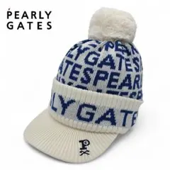 ★新品正規品 パーリーゲイツ ロゴ総柄 つば付きニットワッチ (UNISEX)