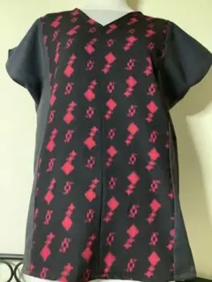 着物(ウール)リメイクチュニック、パッチワーク、チュニック