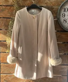 美品　アースミュージック　コート　ファー　ピンクベージュ