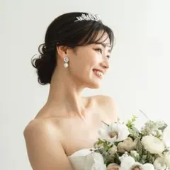 【BRIDE ME】パール＆クリスタルイヤリング