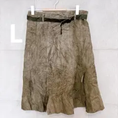 promod フレアスカート 36 オリーブグリーン　Lサイズ（11号）