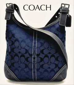 【COACH】コーチ ショルダーバッグ ハンプトンズ シグネチャー ネイビー