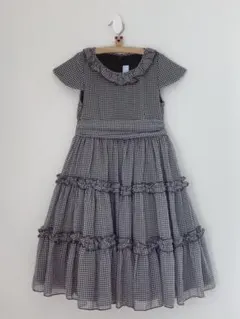 【美品】カチューシャ付き チェック柄ワンピース フォーマルドレス