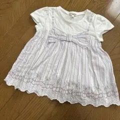 エニィファムanyFAMのリボン付きストライプTシャツ 120、半袖♡