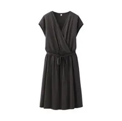 未使用 UNIQLOユニクロ・ドレープカシュクールワンピース・カーキブラウンS