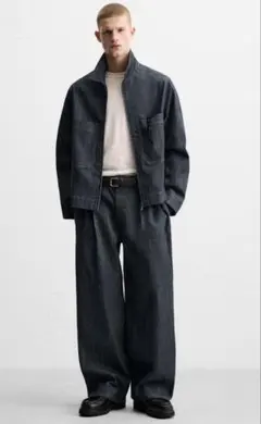 新品・タグ付人気即完モデルZARAリラックスフィットデニムジャケット インディゴ