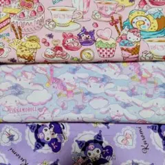 生地　オックス　サンリオ　3柄セット　クロミ　シナモン　キティ　マイメロ　プリン
