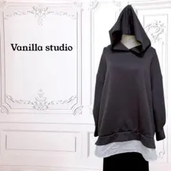『バニラスタジオ』パーカー【3L】グレー系/ホワイト 重ね着風 異素材大きい