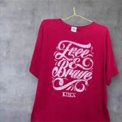 【GILDAN】Free & Brave Tシャツ USA 赤 Lサイズ　古着