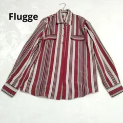 Fluggeフラッジー ストライプ長袖シャツ ボルドー 金ボタン 春秋